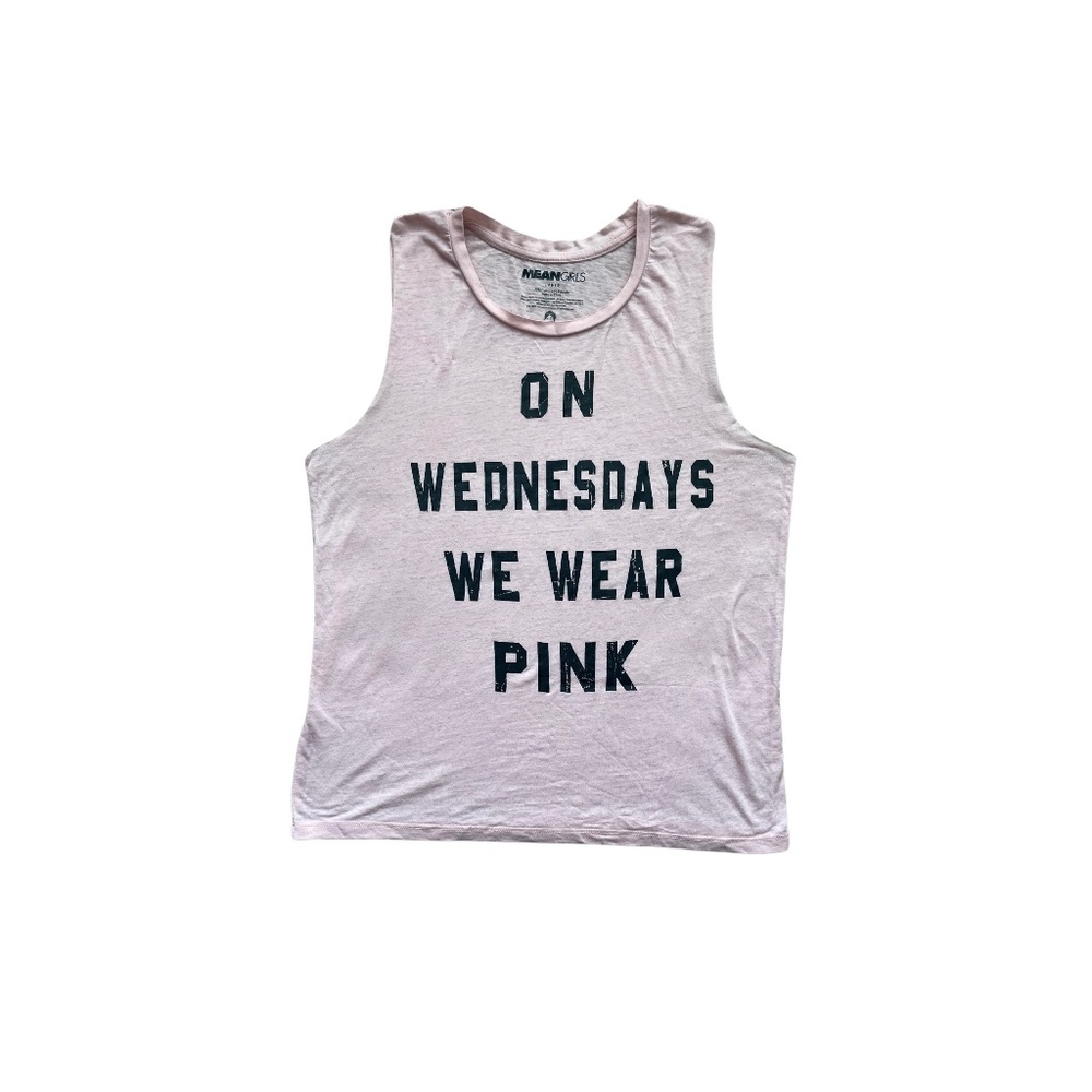 Mean Girls "On Wednesdays We Wear Pink" Sleeveless Slub Knit Pink T-Shirt-Size L
